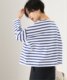Japanese Order Autumn and Winter New Product Japanese Classic Sailor Stripe Off-Shoulder Loose Fit Women's Eight-Sleeve T-Shirt