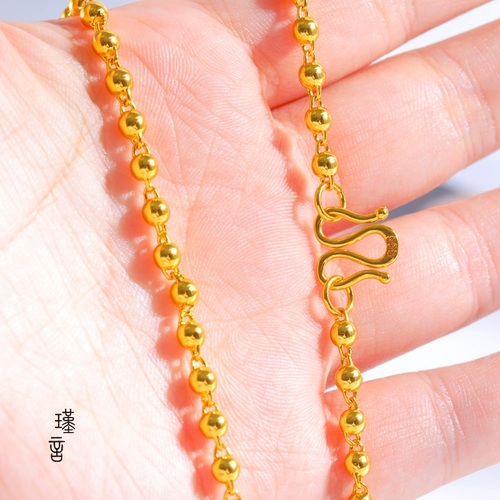 Долговечное ожерелье подходит для мужчин и женщин, украшение-шарик, мужские золотые четки из круглых бусин, цепочка, 24 карат
