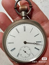 Antique silver porcelain pocket watch ancient Valley movement 800 silver medal logo on back cover linen case with dust cover