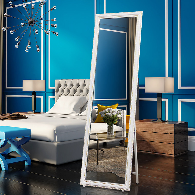 Nordic style minimalist solid wood full-body mirror wall-mounted bedroom hanging wall body mirror full body mirror day style home floor mirror