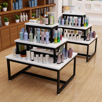 Square running table display table wooden stacker red wine Island cabinet display cabinet high and low display table