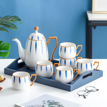 Living room creative mug kettle water Cup tray home office tea cup ceramic fresh high-end 6 sets