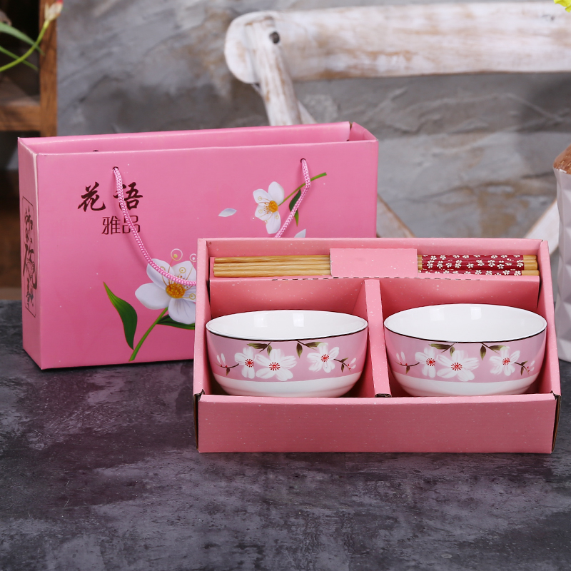 4 bát 4 đũa 8 bát sứ trắng xanh khay gỗ đựng thức ăn