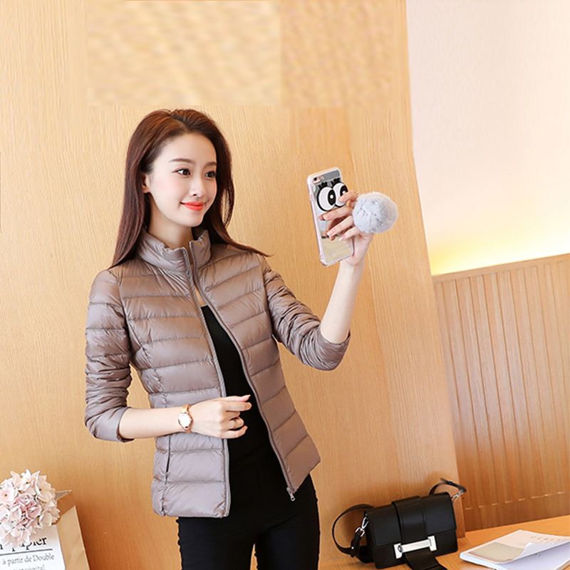Authentic down Jacket】Lightweight Short down Coat for Petite Women, Stand Collar, Slim Fit, Plus Size, Student Winter Coat