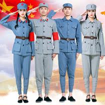 Cotton Hemp Red Army Acting Out of the Eight Luther Army Dance suit Adult New Fourth Army Resistance Performance Costume Men and Men Suit Stage Dress