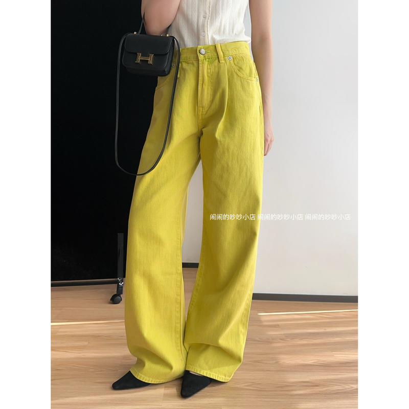 Guipai@13 Classic Pleated Ready-To-Wear Dyed and Washed High-Waisted Wide-Leg Jeans