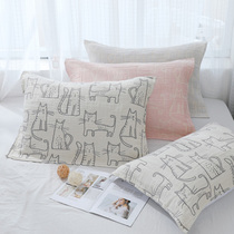 Four-story Cat cotton gauze pillow towel large size couple single pillow Towel Double cotton padded pair