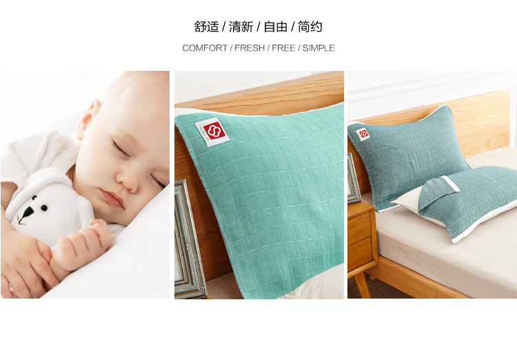 Khăn bông gối đôi gạc dày khăn gối đôi người lớn khăn gối mềm bông thoáng khí áo gối lụa