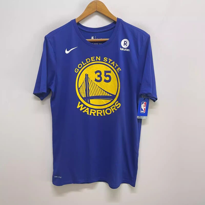 Durant Warriors No. 35 Blue Fan Edition Jersey Short Sleeve T-Shirt 870774-497