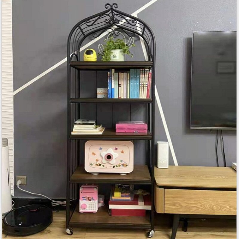 Nordic rack wrought iron living room simple storage rack light luxury multi-layer floor clapboard rack bird cage display rack log