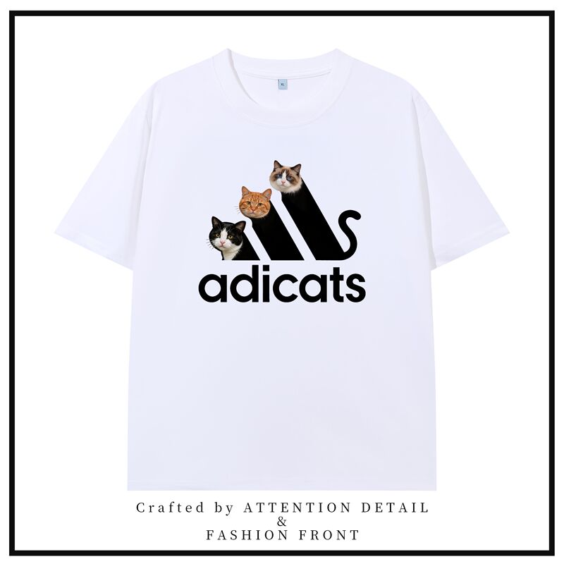 Cat Didas Funny Cat Pet Humorous Heavyweight Personality Short-Sleeve Pure Cotton Breathable T-Shirt Unisex Couple Outfit