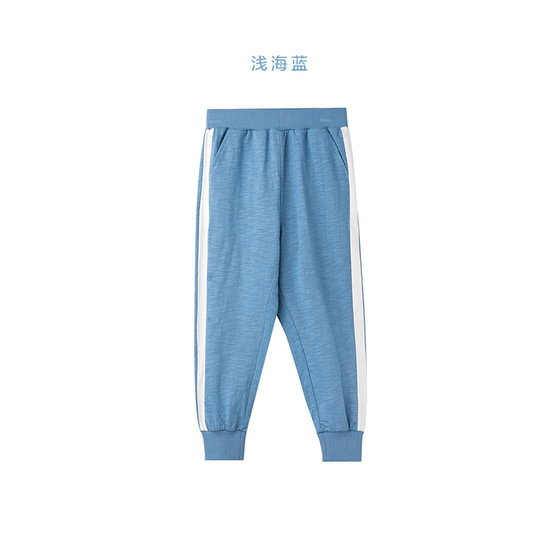 Bông chú childrens quần âu mens và trẻ em gái sweatpants bông mới tre quần sọc trắng bên.