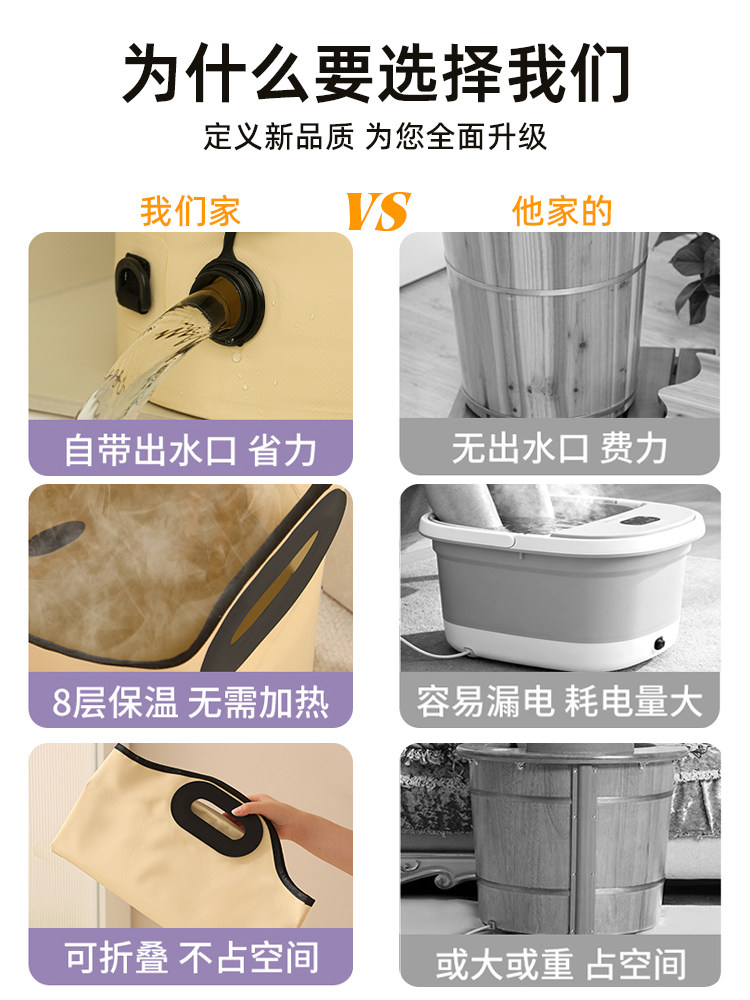 Foot Bath Bucket for Home Use, Foldable and Portable, Foot Soaking Basin That Reaches Above the Calf, Deep and Knee-High, Insulated Foot Bath Bucket for Health Care, Foot Soaking Bag