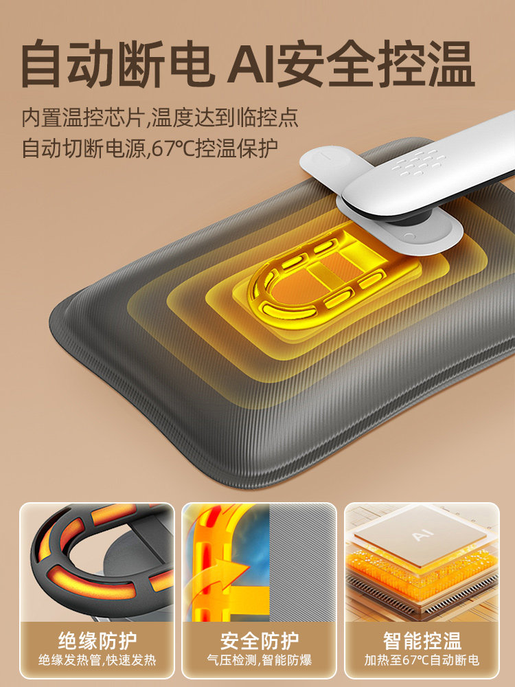 Hot Water Bottle, Rechargeable, Explosion-Proof, New Model, Special for Use in Bed, Hand Warmer for Girls, Plush, Cute, Warm Baby, Warms the Tummy