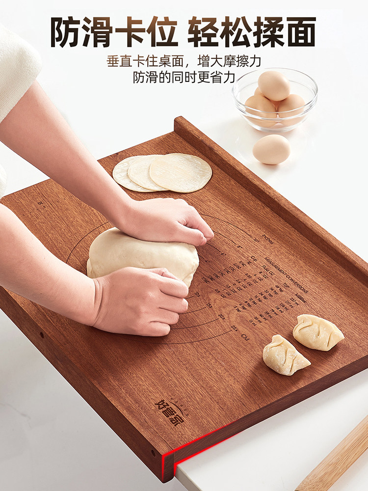 Good Housekeeper Ebony Wood Rolling Board for Home Use, Solid Wood Large Kneading Board, Kitchen Cutting Board, Chopping Board