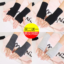 Half finger gloves men and women warm winter gloves Korean version of writing game gloves boxing riding Dew finger thin gloves