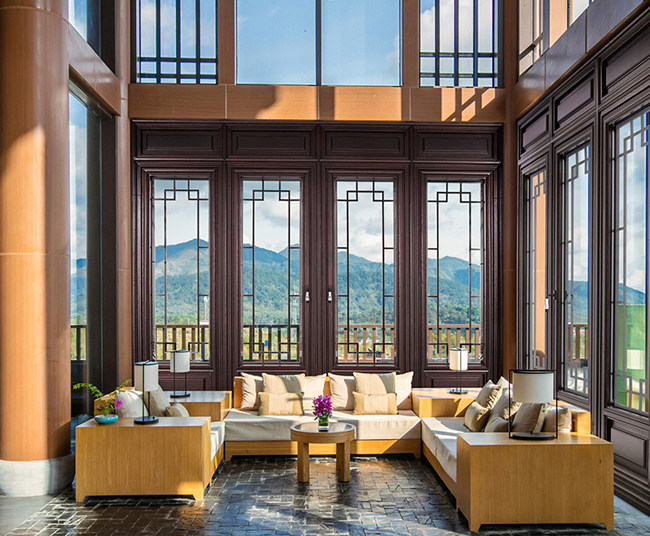 Senhawk C95 Minqing Big Residence New Chinese Aluminum Clad Wood Outside Door Open Door