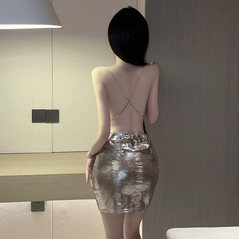 Emotional fun underwear OL secretary dress nightclub suspender skirt hot sexy exposed women's temptation bag hip uniform