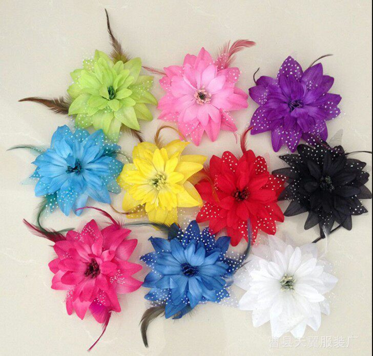 New children's performance chicken feather flower headdress head flower Yangko clothing accessories adult hair accessories flower multicolor little girl