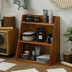 Japanese-Style Zakka Wooden Desktop Decorative Storage Cabinet, Vintage-Style Doll, Cosmetics, Miscellaneous Items Organizing Rack