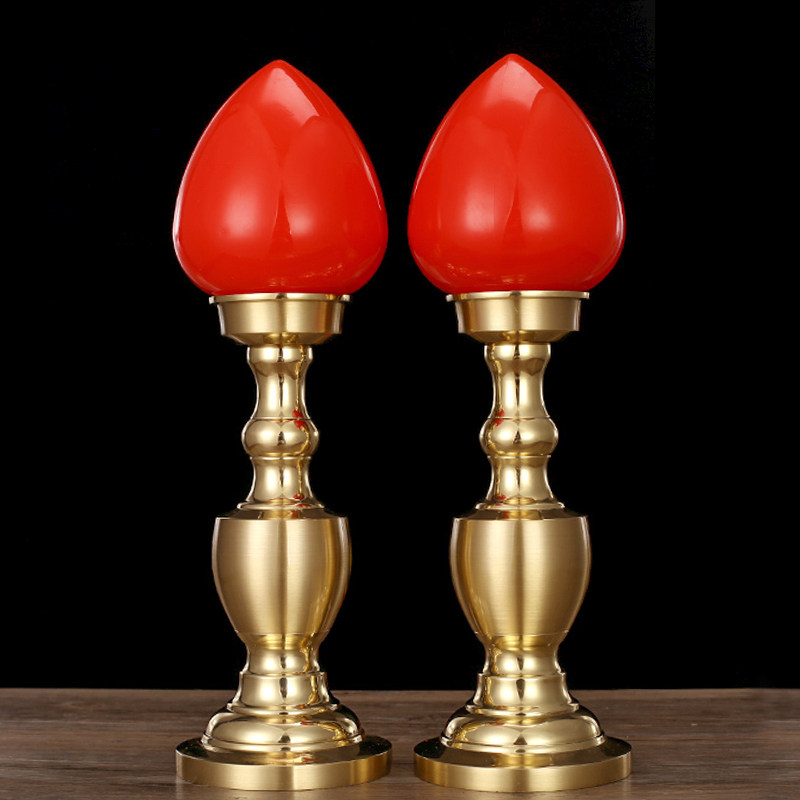 LED Buddha front light pure copper for the Buddha lamp Home A pair of plug-in electric wedding house Changming light wedding Buddhist hall for lanterns lotus lanterns