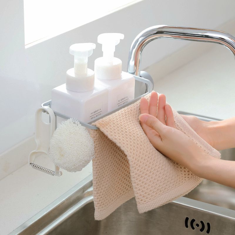 Tap rack Kitchen Supplies Pool Rag Drain Rack Plastic Rotatable Sink Sponge containing layer shelf