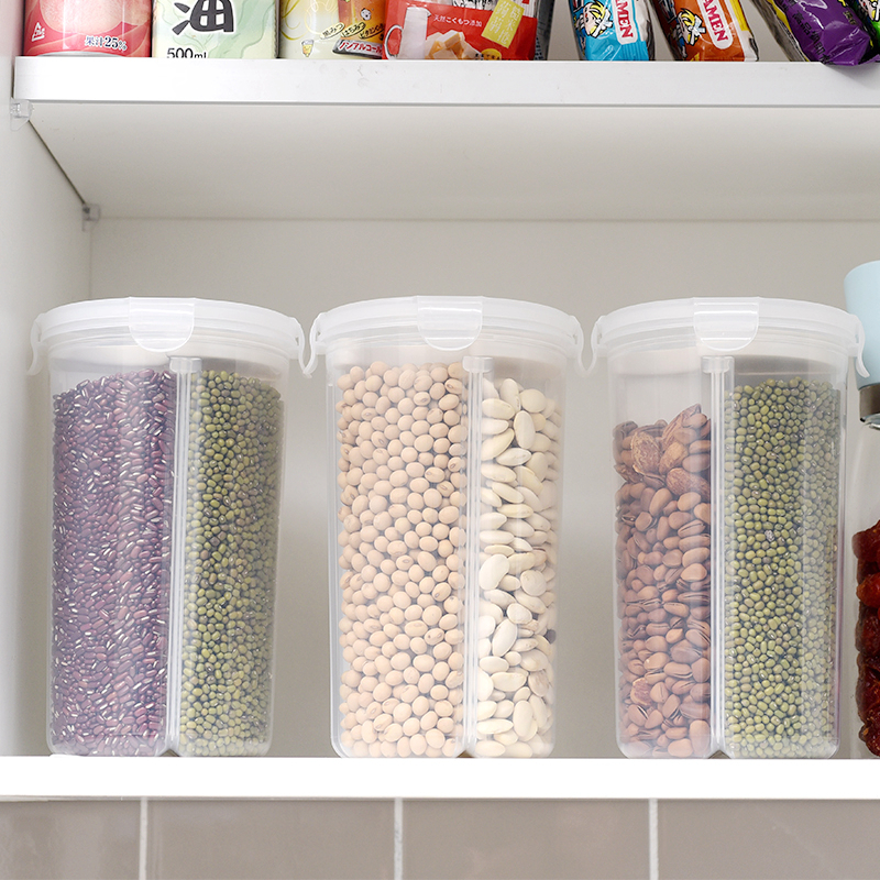 Japanese Kitchen Round Split G Transparent Seal Tank Five Valleys Grocery Grain Intake Box Dry Goods Storage Tank Food Preservation Box