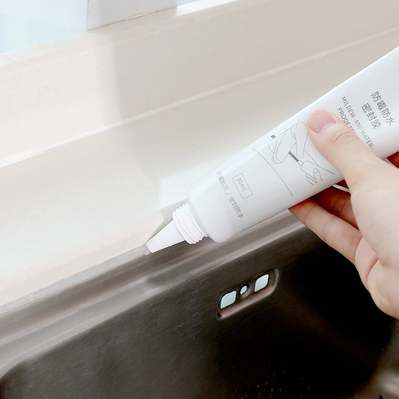 Glass glue Waterproof mildew kitchen and bathroom super glue Transparent toilet edge sealing Silicone sealant Water caulking agent High temperature resistance