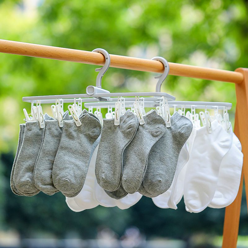 Travel Folding Drying Hanger Home Multifunction Sunsocks Underwear Multi-Clip Clothes Hanger Dorm Room Windproof Drying Rack