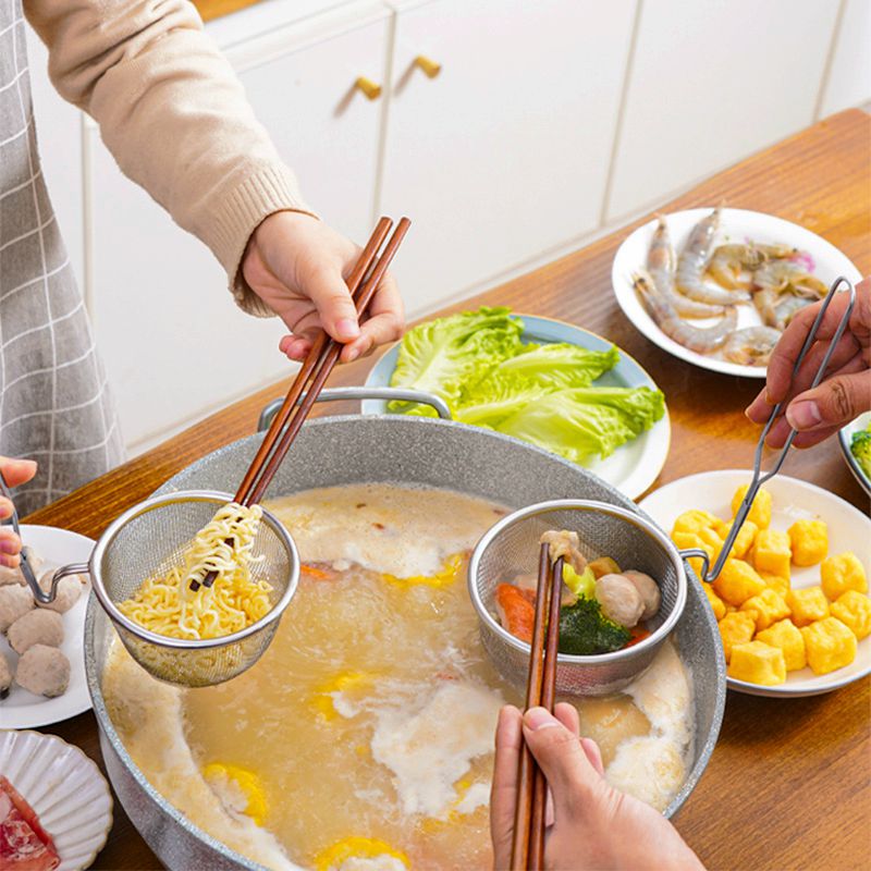 Japanese stainless steel hot pot leaky spoon with hook brain flower Boiling Meat Theorizer filter screen soup base material cooking spoon spoonful spoon