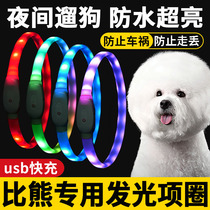Charge nocturnal anti-walking dog artificial LED lamp nightlight neck ring fluorescence than bear special dog glowing collar charging