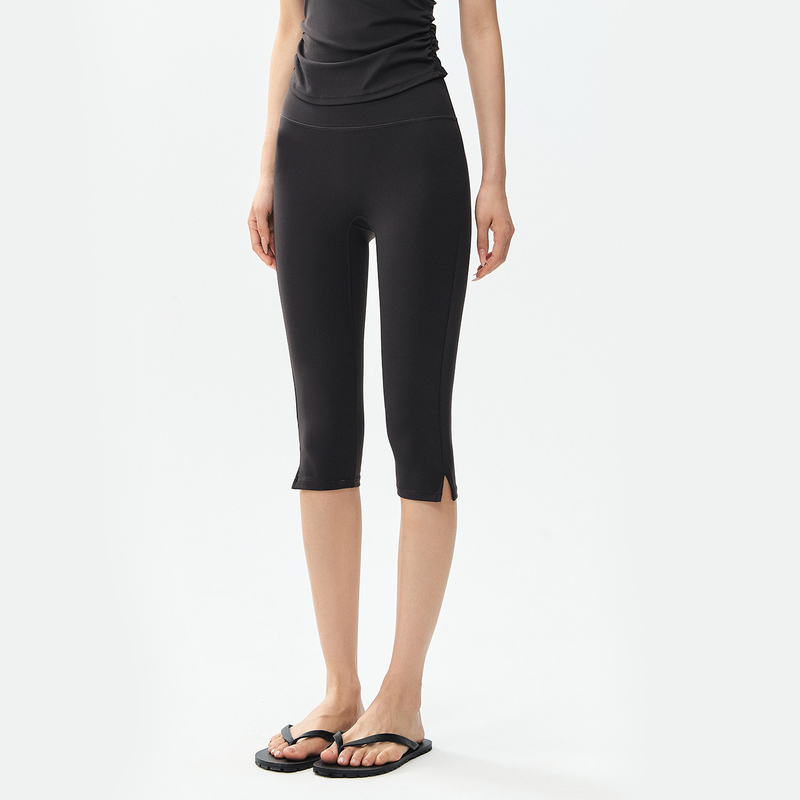 Yoga Sports Shorts, Retro High-Waisted Butt-Lifting Over-The-Knee Shorts with Slits, Fitness Wear, Cycling Shorts for Women