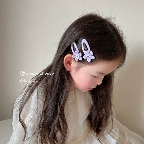 Кремовая ткань в форме цветка, детская заколка для волос ручной работы, челка, в корейском стиле