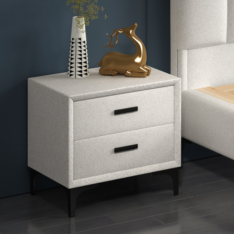 Fabric bed bed bed cabinet with luxury high foot cabinet solid wood bed head cabinet washing technology cloth cortical bedside cabinet can be customized