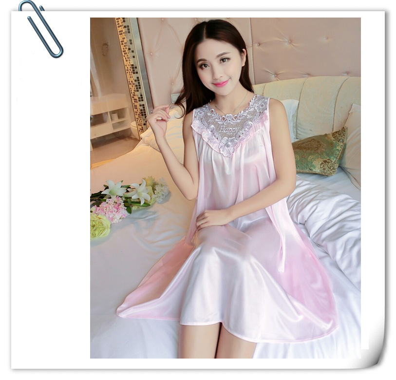 Sexy nghi ngờ váy ngủ nữ mùa hè nụ băng băng lụa phụ nữ đồ ngủ kích thước lớn ngọt ngào váy ngủ không tay dịch vụ nhà áo ngủ 2 dây