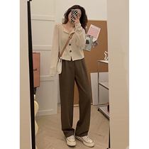 Early autumn 2021 New hollow knit sweater Joker show thin lapel lazy wind short sweater coat cardigan women