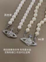 MC Selection-Saturn Necklace Women Pearls Pins Pendant Back Shaped Needle Lock Bone Chain Brass Flow Su Small Red Book Recommendation