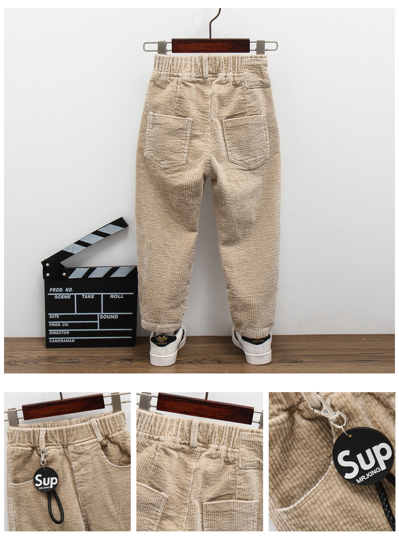Quần bé gái quần nhung kẻ 2018 mùa xuân mới cho bé quần ga và quần cashmere bé trai quần tây thu đông quần giả váy bé gái