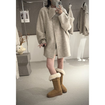 Korean style double sided cashmere coat for little people sheep wool