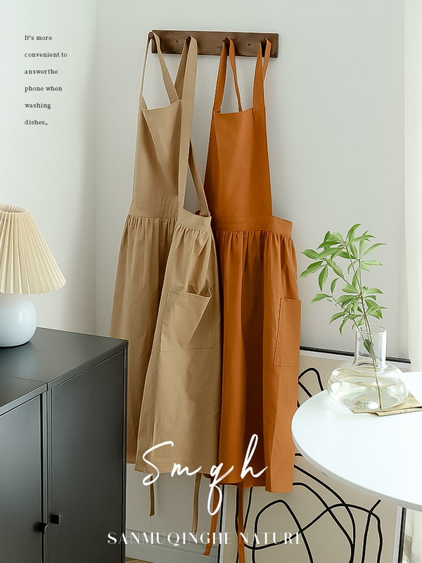 Cotton waterproof apron custom logo printing Japanese-style painting apron female artist Mori floral pleated skirt