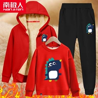 Кардиган красных овец/бархатный бархатный охранник K-Red Dinosaur/Little Dinosaur-черные брюки овец/маленький динозавр K