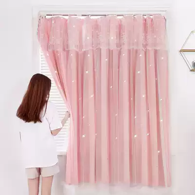 Curtain non-perforated installation bedroom 2019 new telescopic pole simple full shading rental house sunshade cloth small window