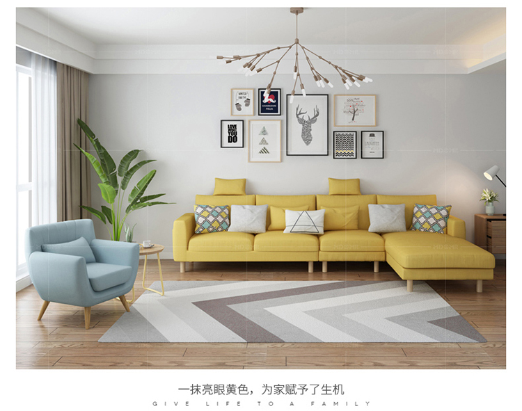 sofa vải nordic căn hộ nhỏ đồ nội thất phòng khách sẵn sàng ba chút đơn giản hiện đại kết hợp phong cách tối giản của gỗ rắn - Ghế sô pha sofa