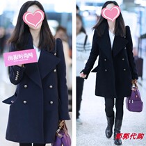 Star High Round Tong Liya with the same paragraph 21 Autumn Winter Korean version Fashion 100 Hitch Double Platoon Button in Long Fur Coats Tide