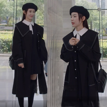 21 Fall new dear beloved blueberry Tongan Loose Display Slim Black Academy Wind THIN WIND CLOTHING JACKET WOMAN