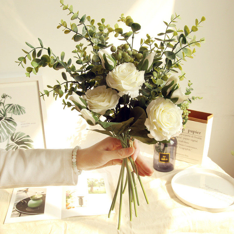 Simulation Rose Green Leafy Pulp Fruit Bouquet Sens Natural Decoration Flower Furnishing Living-room Overall Cupboard Pendulum with TV cabinet Fake Flowers