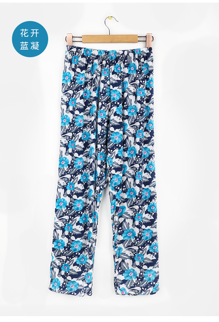 Mùa hè giữa và tuổi già cotton lụa pajama quần trung niên người già kích thước lớn lỏng nhân tạo quần cotton nữ điều hòa không khí quần quần ống rộng nam