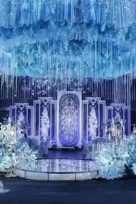 Wedding props Stage background gauze curtain decoration Banquet hanging top gauze Swiss mesh gauze floating top Hotel wedding hanging ceiling gauze