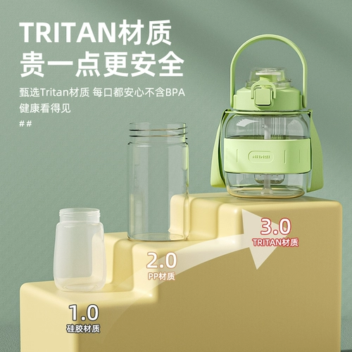 Вместительная и большая чайная чашка, детская летняя спортивная бутылка, трубочка со стаканом, 2000 мл