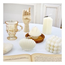 Ins the same Korean white shell cylindrical pleated lamp candle niche vintage cold wind shooting props